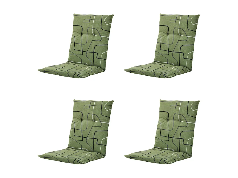 Coussin de chaise de jardin dossier bas Joah sauge - Env. 105 x 50 cm - Lot de 4