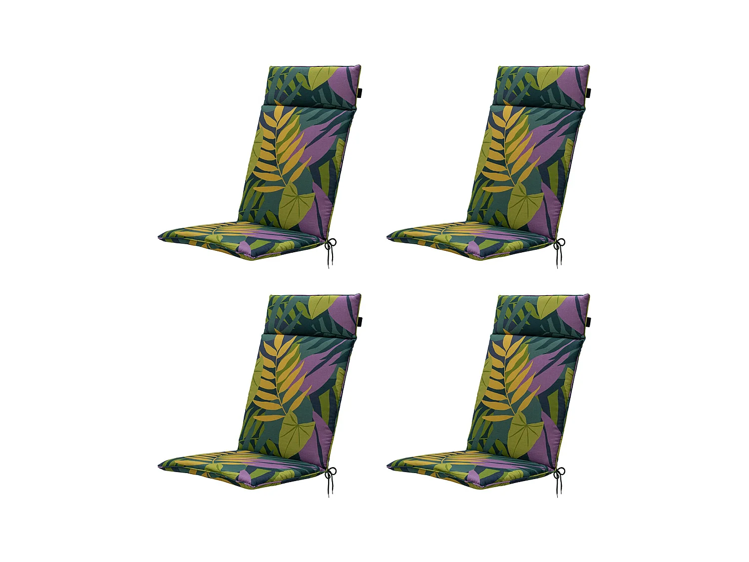 Coussin de chaise de jardin haut dossier Iven vert - Environ 120 x 50 cm - Lot de 4