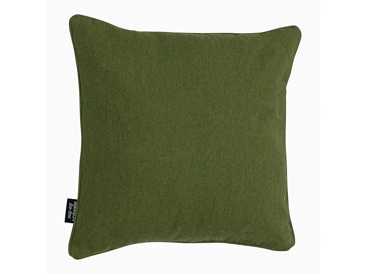 Coussin décoratif en toile éco+ vert mousse - Dimensions approximatives : 50 x 50 cm - Lot de 4