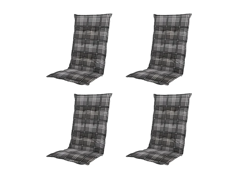 Coussin de chaise de jardin à dossier haut Patchy gris - Environ 123 x 50 cm - Lot de 4