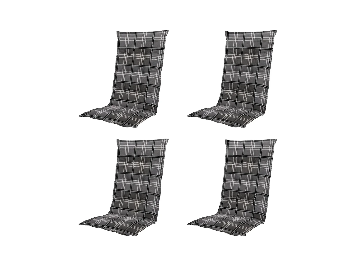 Coussin de chaise de jardin à dossier haut Patchy gris - Environ 123 x 50 cm - Lot de 4