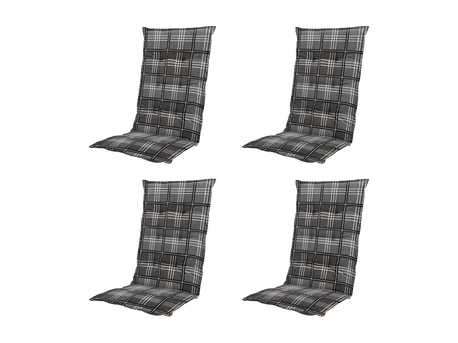 Coussin de chaise de jardin à dossier haut Patchy gris - Environ 123 x 50 cm - Lot de 4