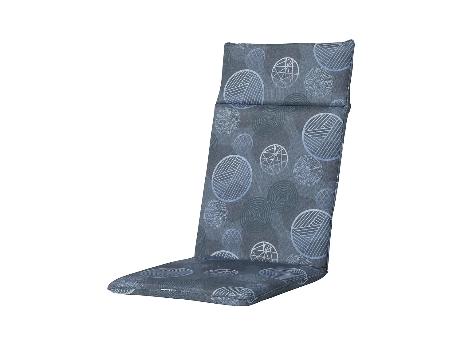 Coussin de chaise de jardin à dossier haut Cercle bleu - Environ 120 x 50 cm - Lot de 4