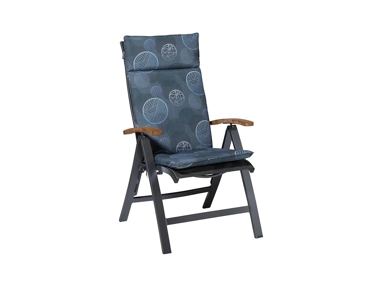 Coussin de chaise de jardin à dossier haut Cercle bleu - Environ 120 x 50 cm - Lot de 4