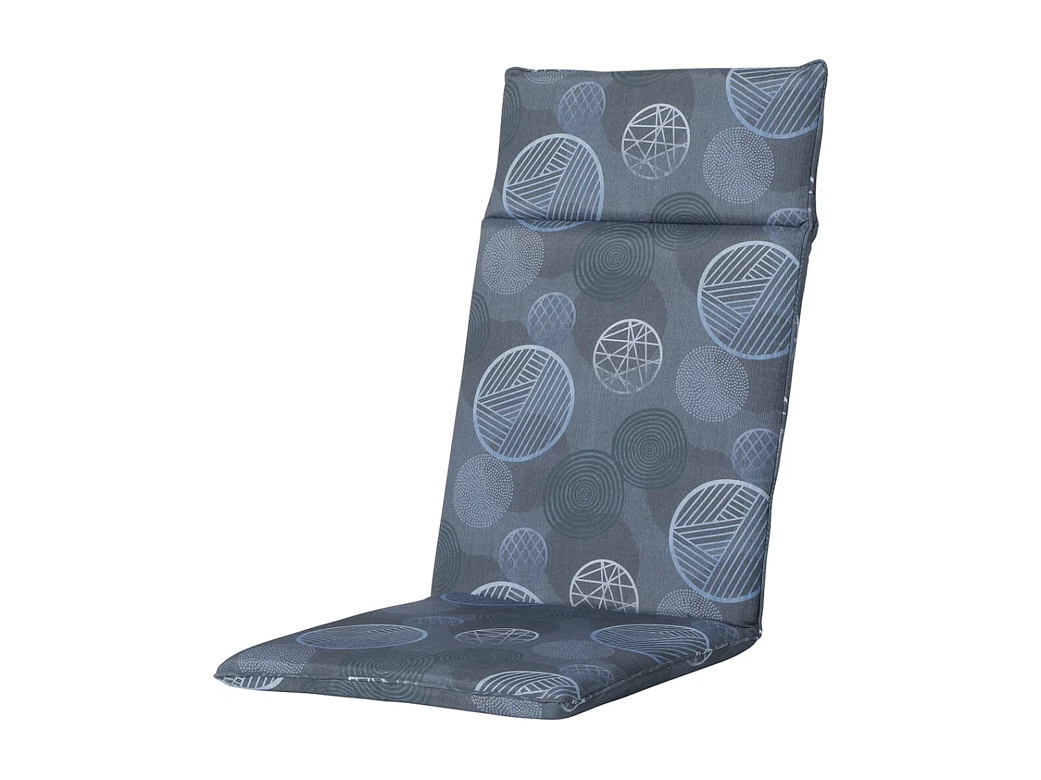 Coussin de chaise de jardin à dossier haut Cercle bleu - Environ 120 x 50 cm - Lot de 4