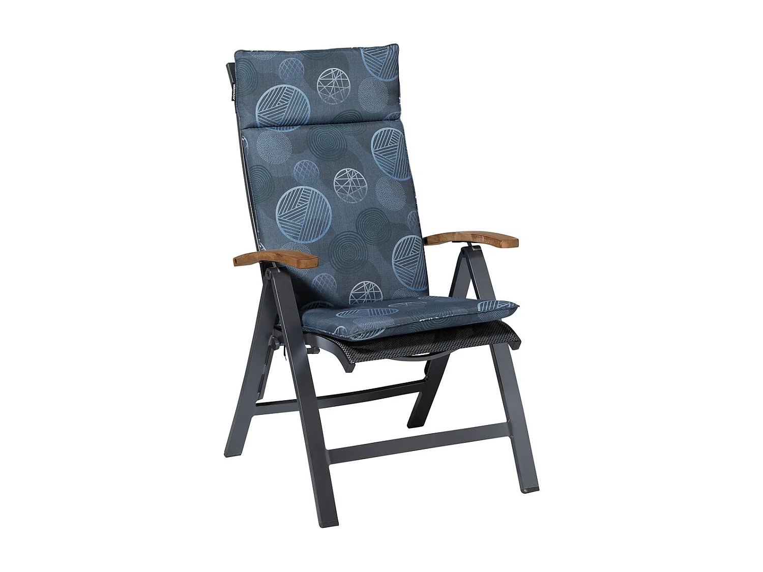 Coussin de chaise de jardin à dossier haut Cercle bleu - Environ 120 x 50 cm - Lot de 4