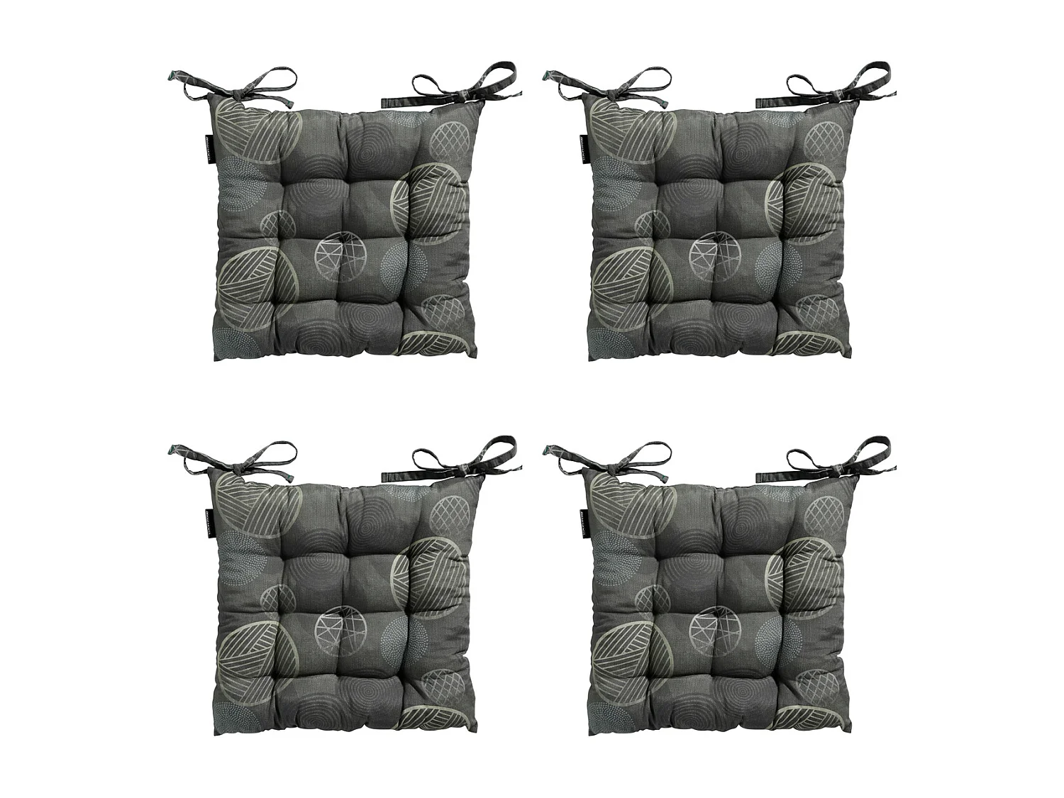 Coussin d'assise Tuscany Circle vert - Environ 46 x 46 cm - Lot de 4