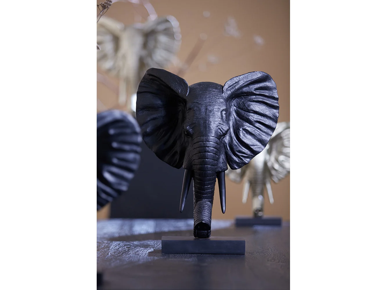 Ornement ÉLÉPHANT - 38,5x19,5x49cm - Noir