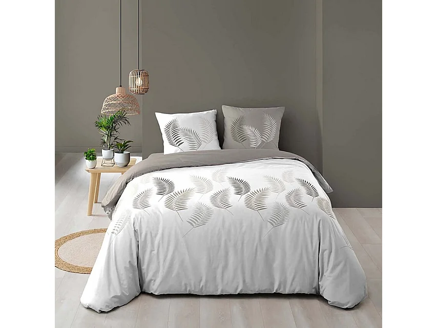 Parure de Lit 3 Pièces "Goyave Line" 200x200cm Taupe