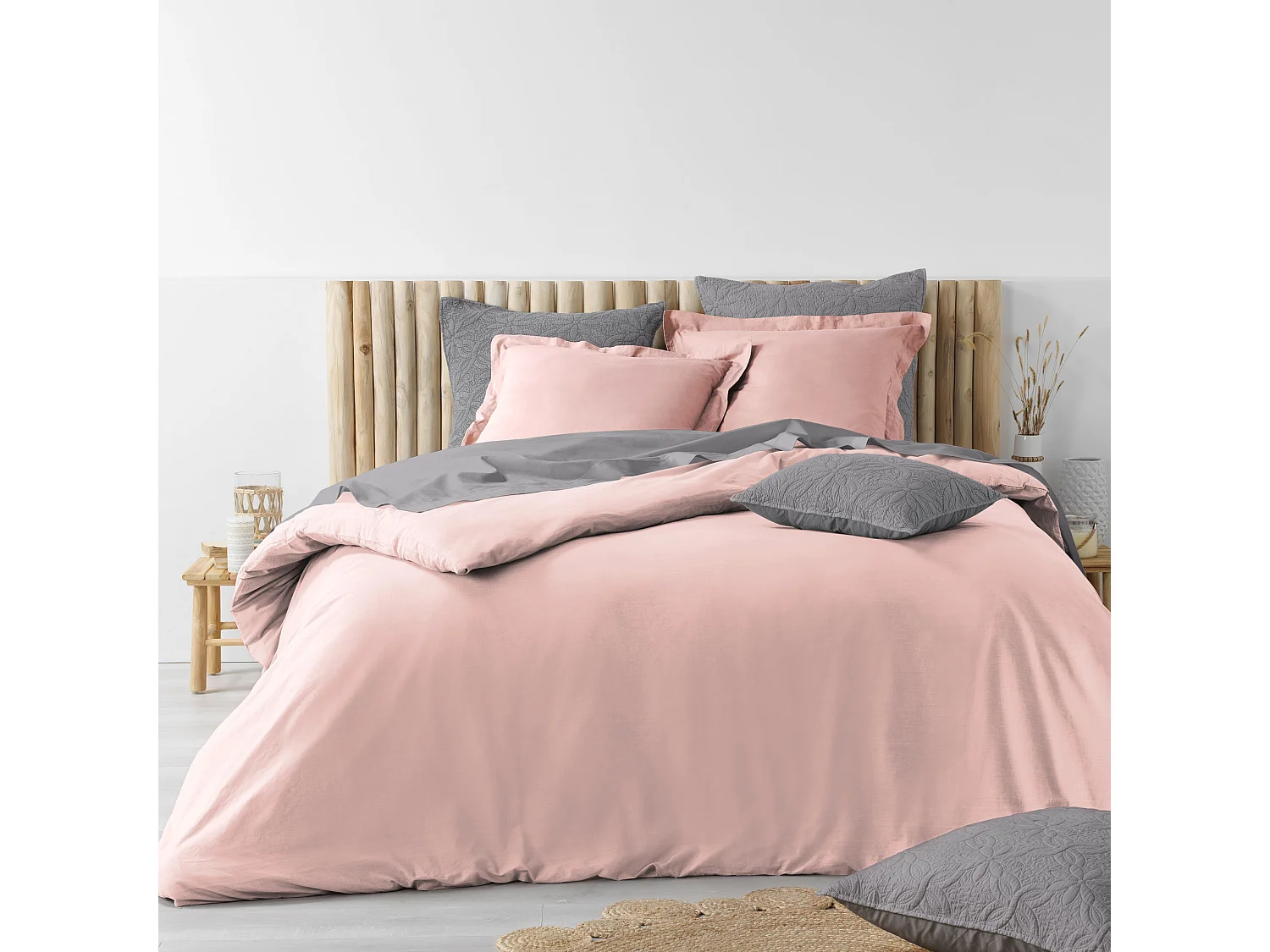 Parure Housse de couette + Taie Coton lavé Collection Stonnalias