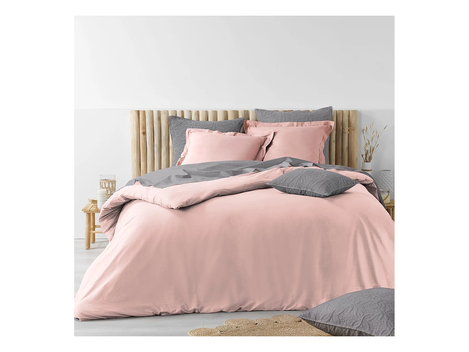 Parure Housse de couette + Taie Coton lavé Collection Stonnalias