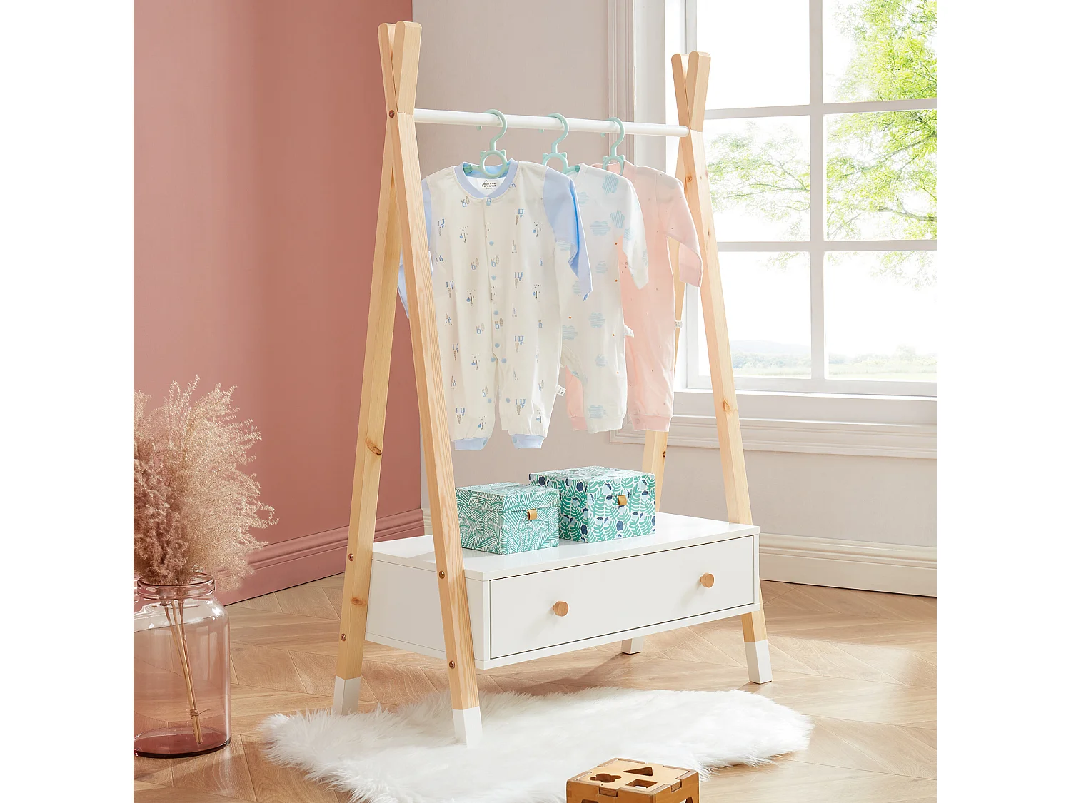 Portant TIPI  blanc  1 tiroir