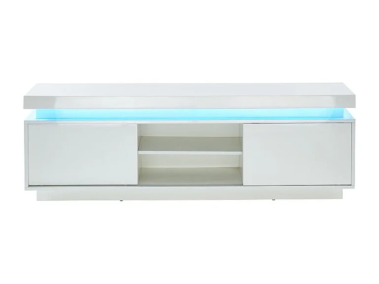 Meuble tv à led ULYSSE laqué blanc brillant 150cm
