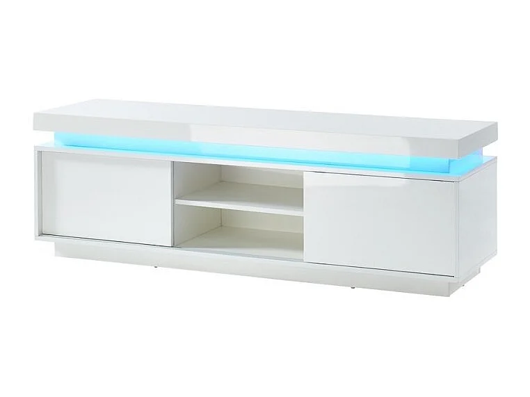 Meuble tv à led ULYSSE laqué blanc brillant 150cm
