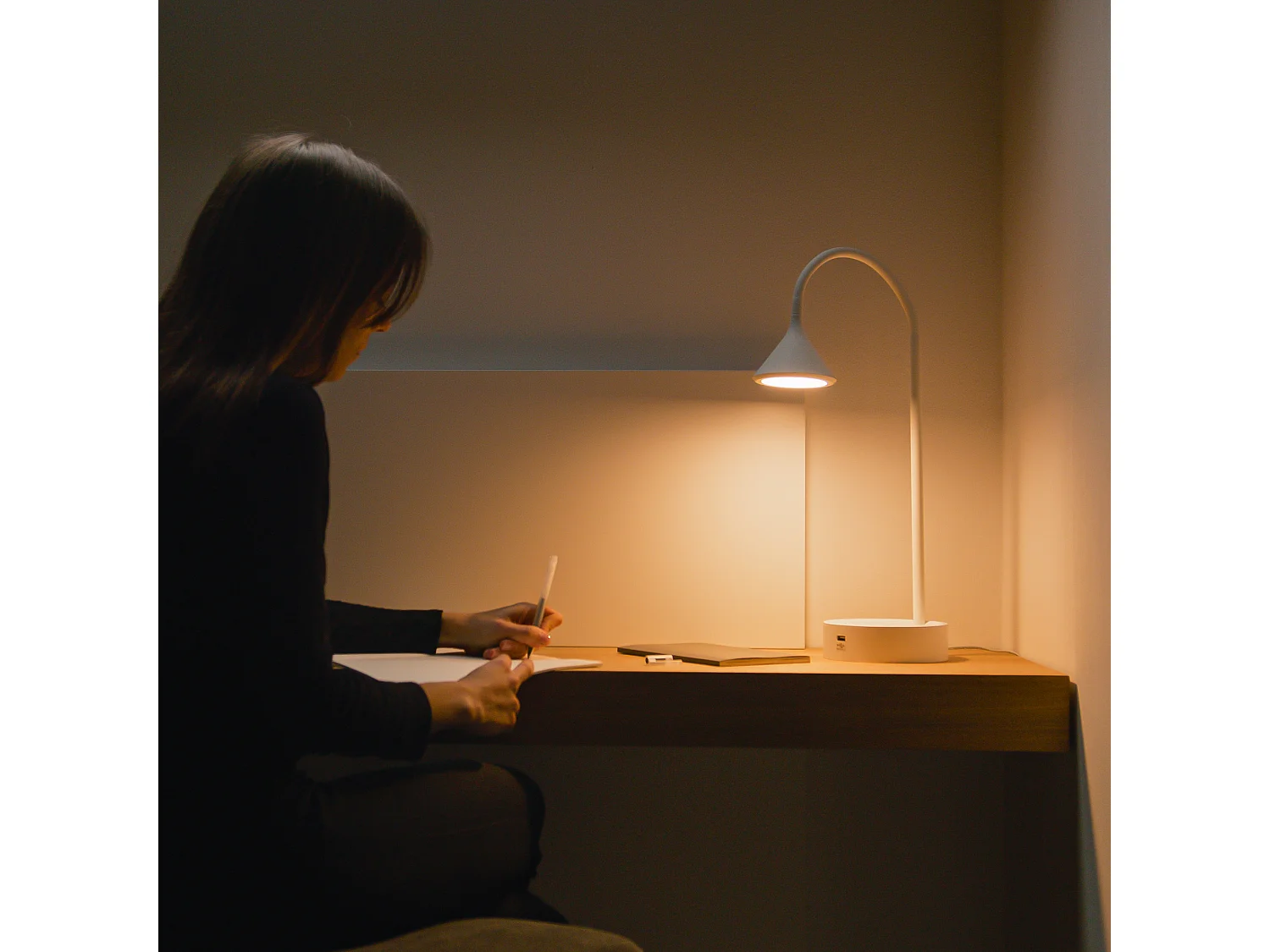 FORLIGHT Lampe De Table Ding Led 6.6 Blanc Chaud - 3000K On-Off Blanc 326Lm