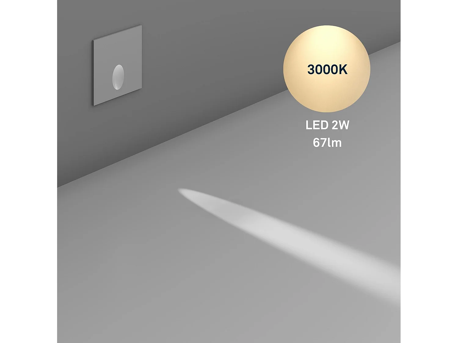 LEDS C4 Signalisation Step Square 2W Blanc Chaud - 3000K Cri 80 Blanc Ip20 67Lm