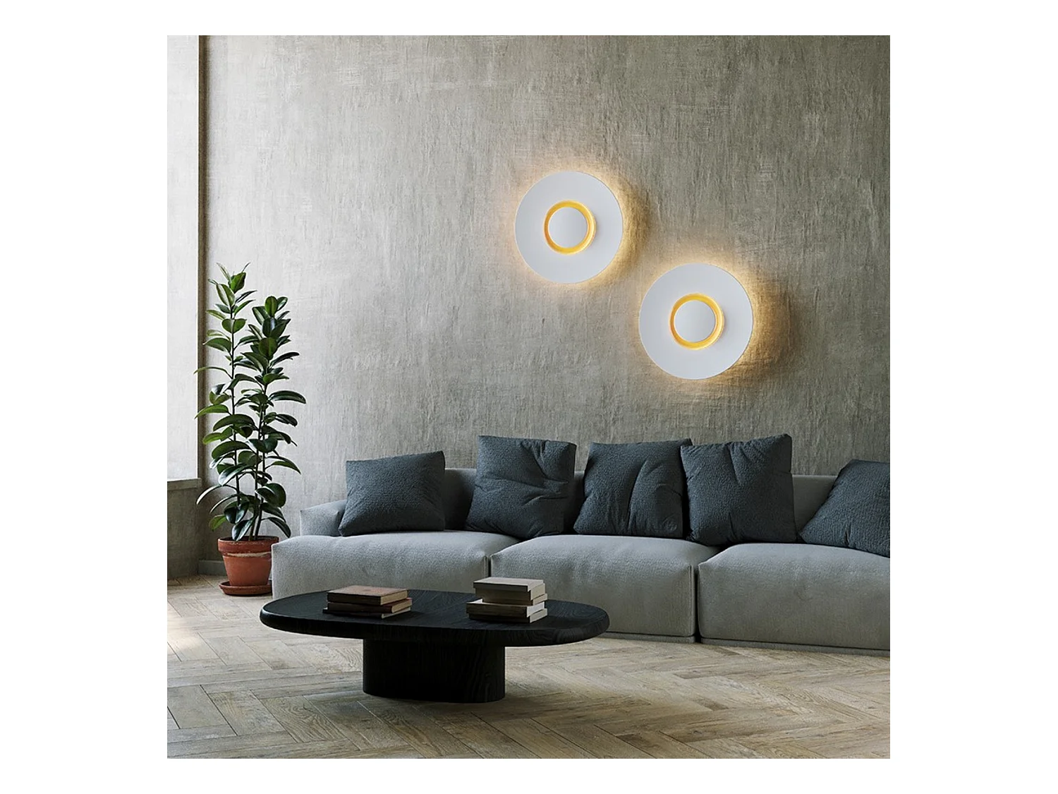 LEDS C4 Applique Big Bang Led 22.5W Blanc Chaud - 3000K On-Off Blanc 835Lm