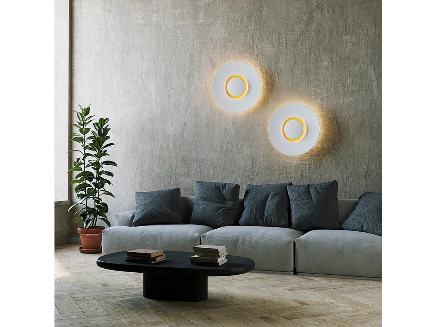 LEDS C4 Applique Big Bang Led 22.5W Blanc Chaud - 3000K On-Off Blanc 835Lm