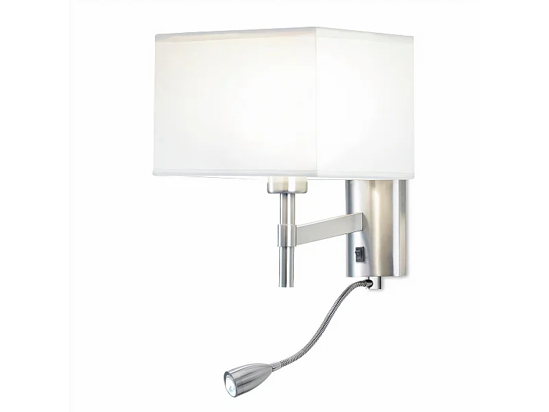 LedsC4 Applique Bristol Led 2.2 Blanc Chaud - 3000K Nickel Satiné. Abat-Jour Non Fou