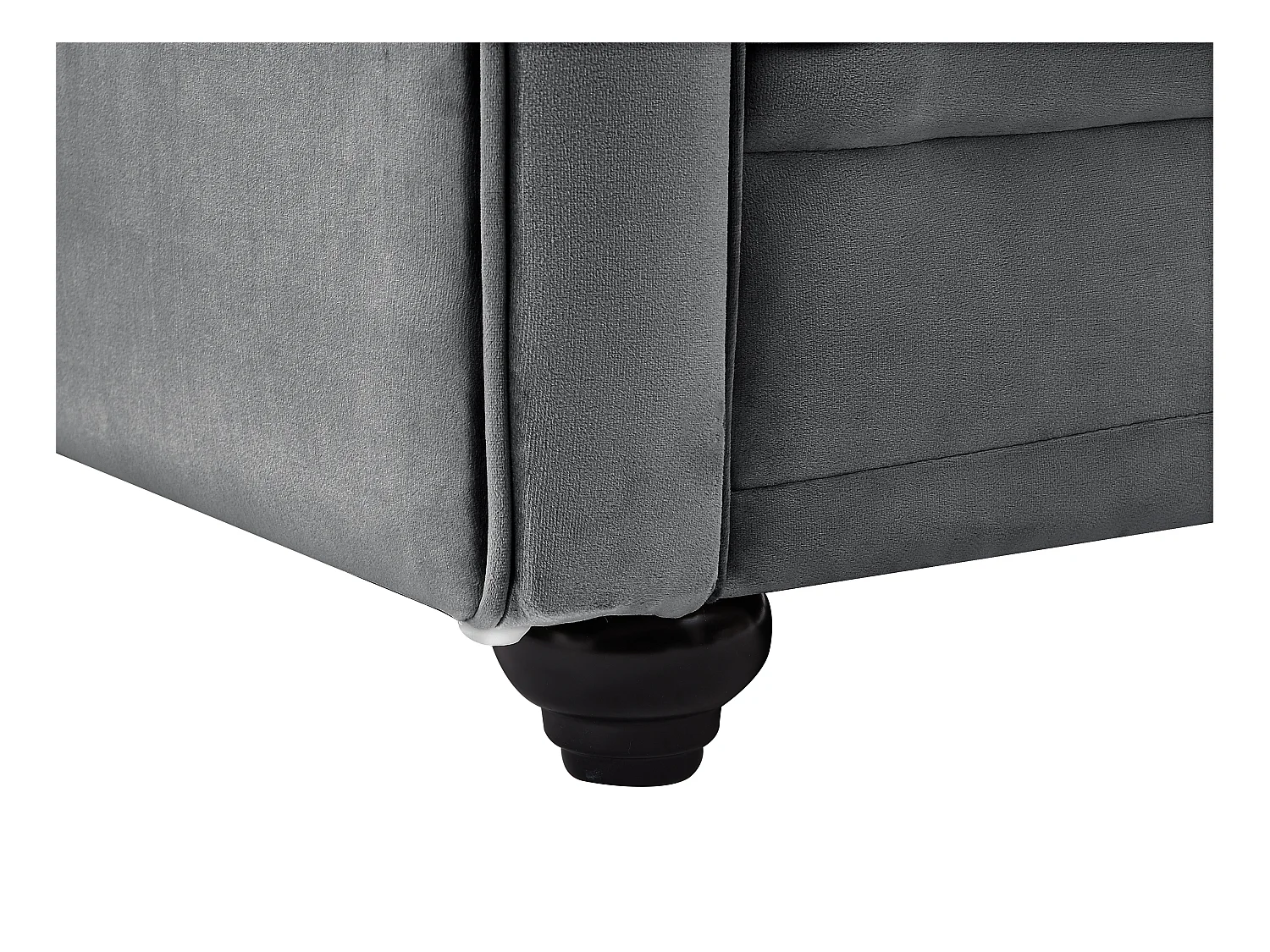 Tweezitsbank van antracietkleurig velours CHESTERFIELD