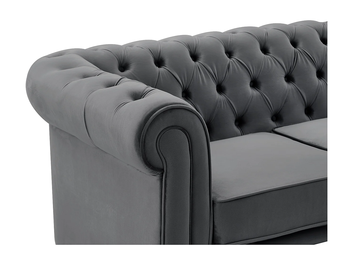 Sofa 2-Sitzer - Samt - Anthrazit - CHESTERFIELD