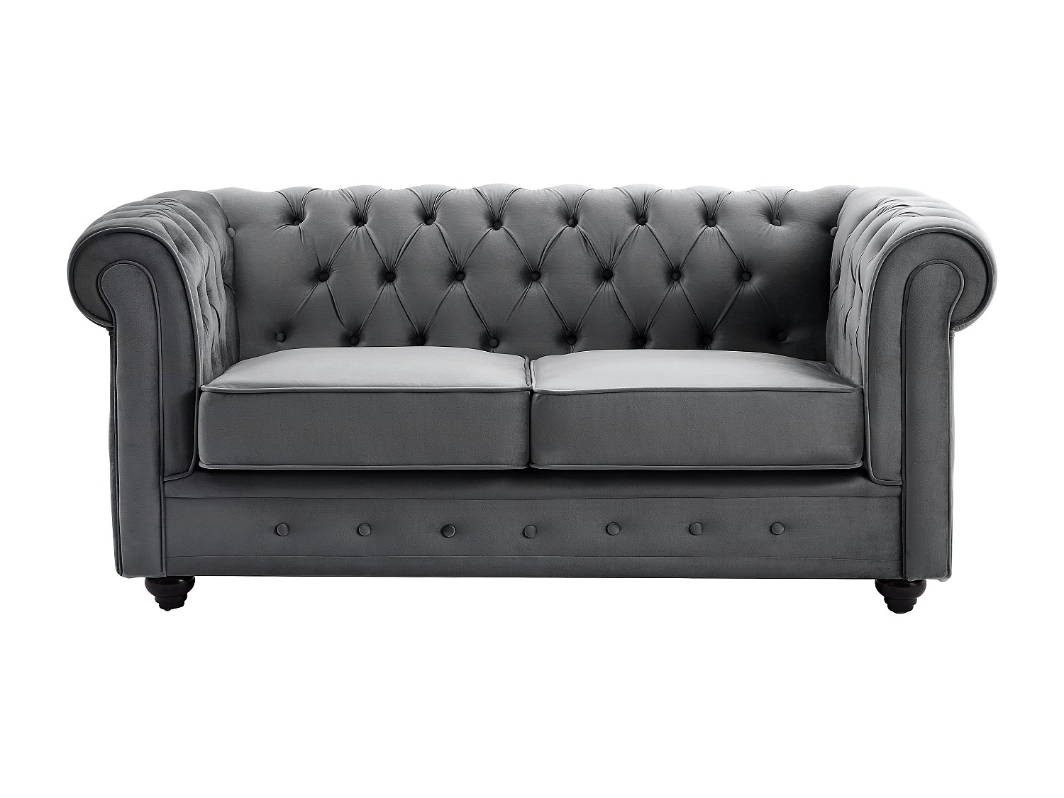 2-sitssoffa CHESTERFIELD - Mörkgrå sammet