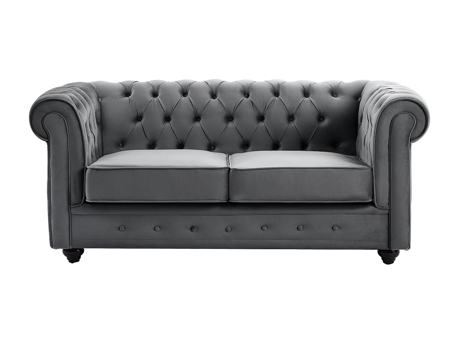 Sofa 2-Sitzer - Samt - Anthrazit - CHESTERFIELD