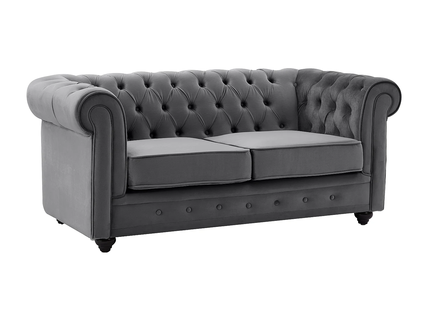 Sofa 2-Sitzer - Samt - Anthrazit - CHESTERFIELD