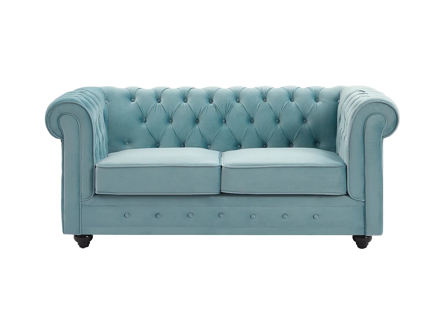 Sofá de 2 plazas de terciopelo azul pastel CHESTERFIELD