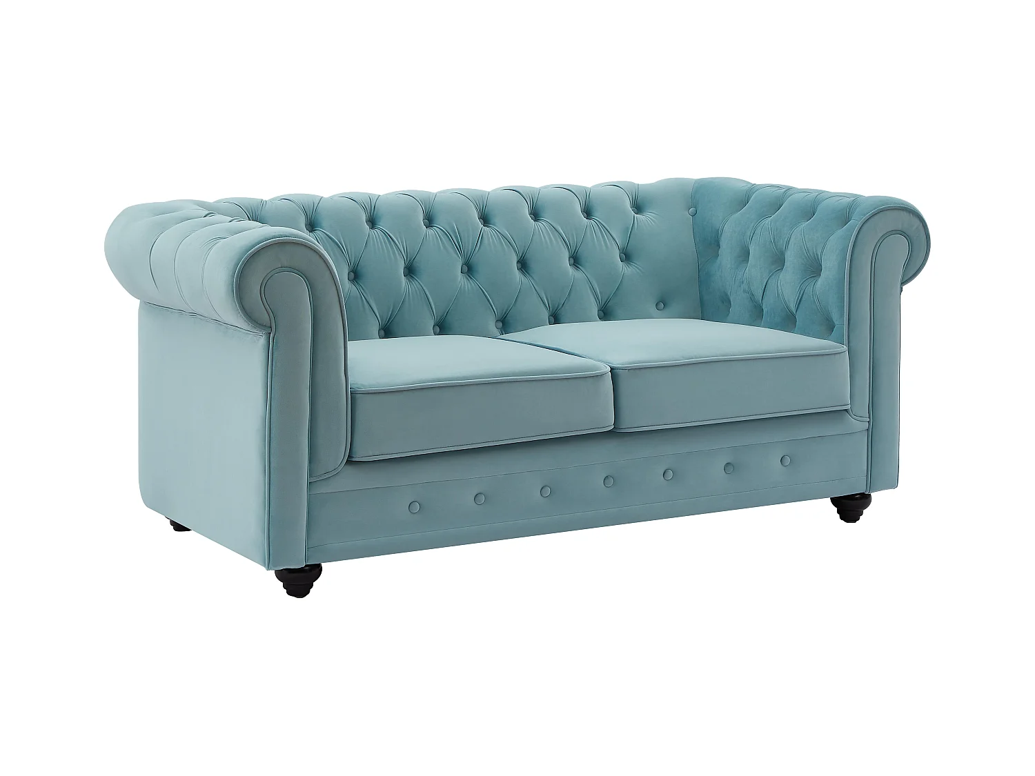 Sofá de 2 plazas de terciopelo azul pastel CHESTERFIELD