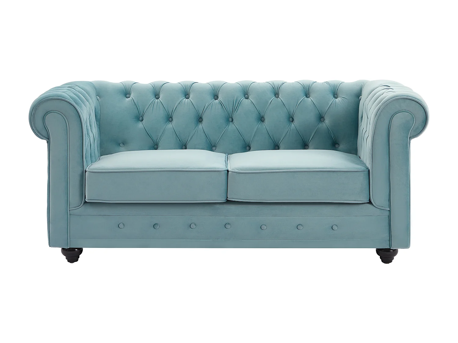 Canapé 2 places en velours bleu pastel CHESTERFIELD