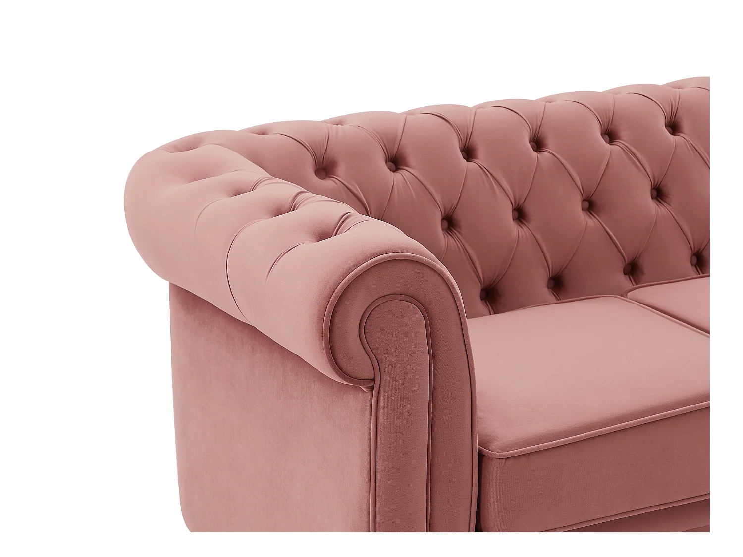 Sofá de 2 lugares em veludo cor-de-rosa pastel - CHESTERFIELD