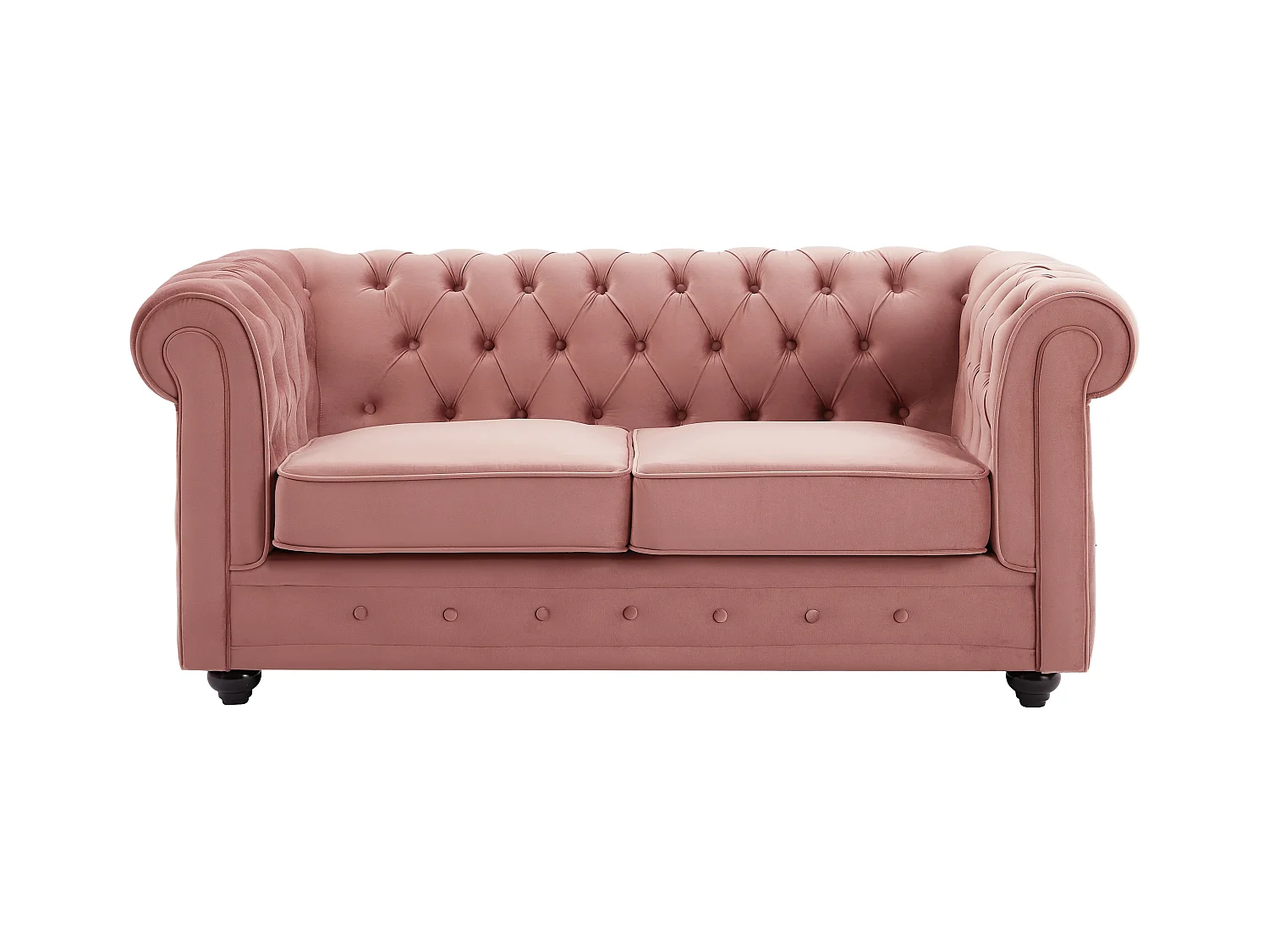 Sofá de 2 lugares em veludo cor-de-rosa pastel - CHESTERFIELD