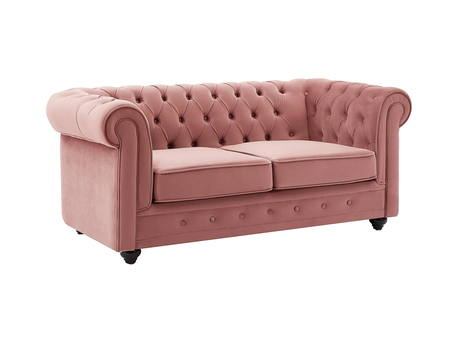 Sofá de 2 lugares em veludo cor-de-rosa pastel - CHESTERFIELD