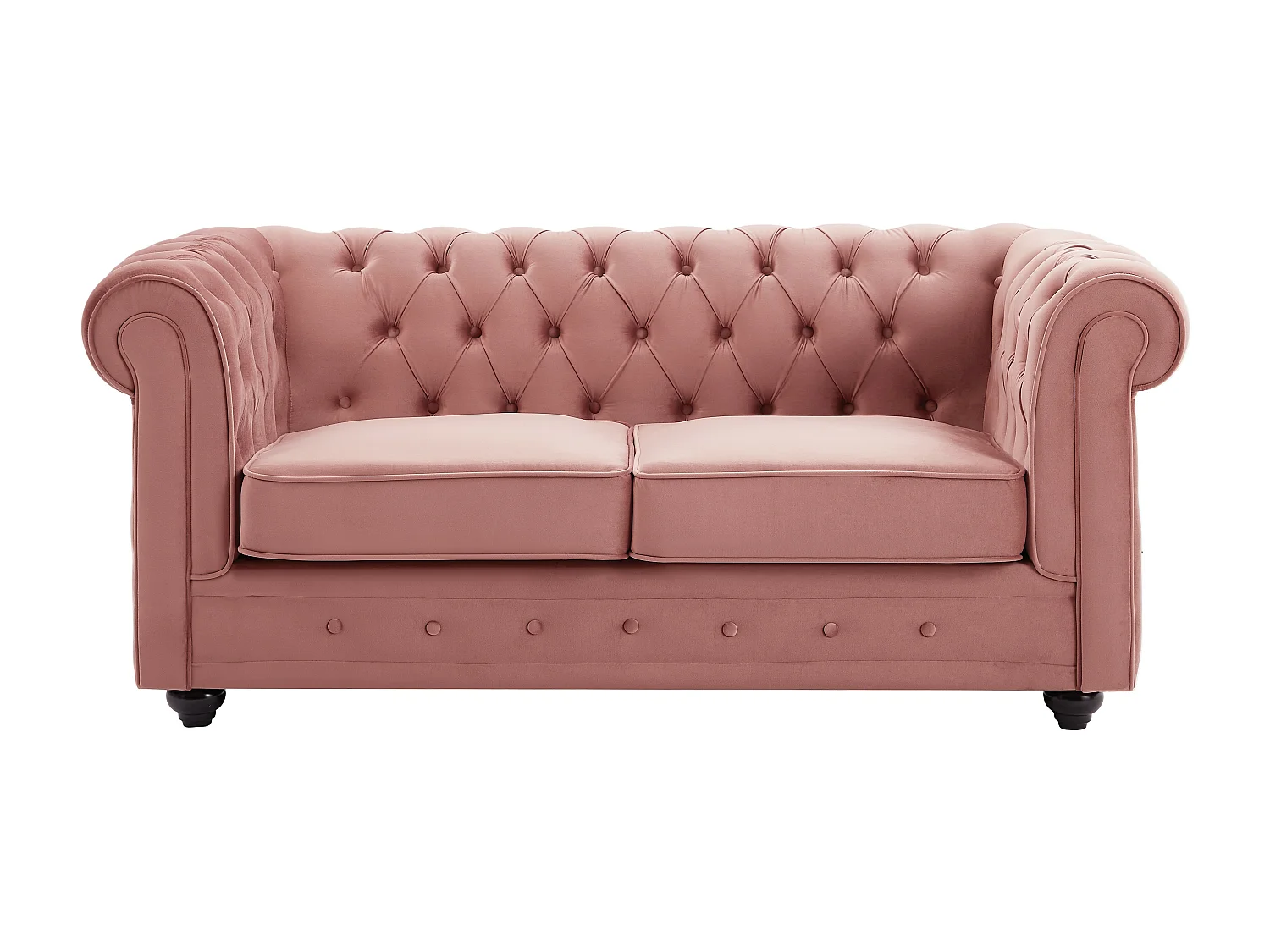 2-seters sofa i pastellrosa fløyel CHESTERFIELD