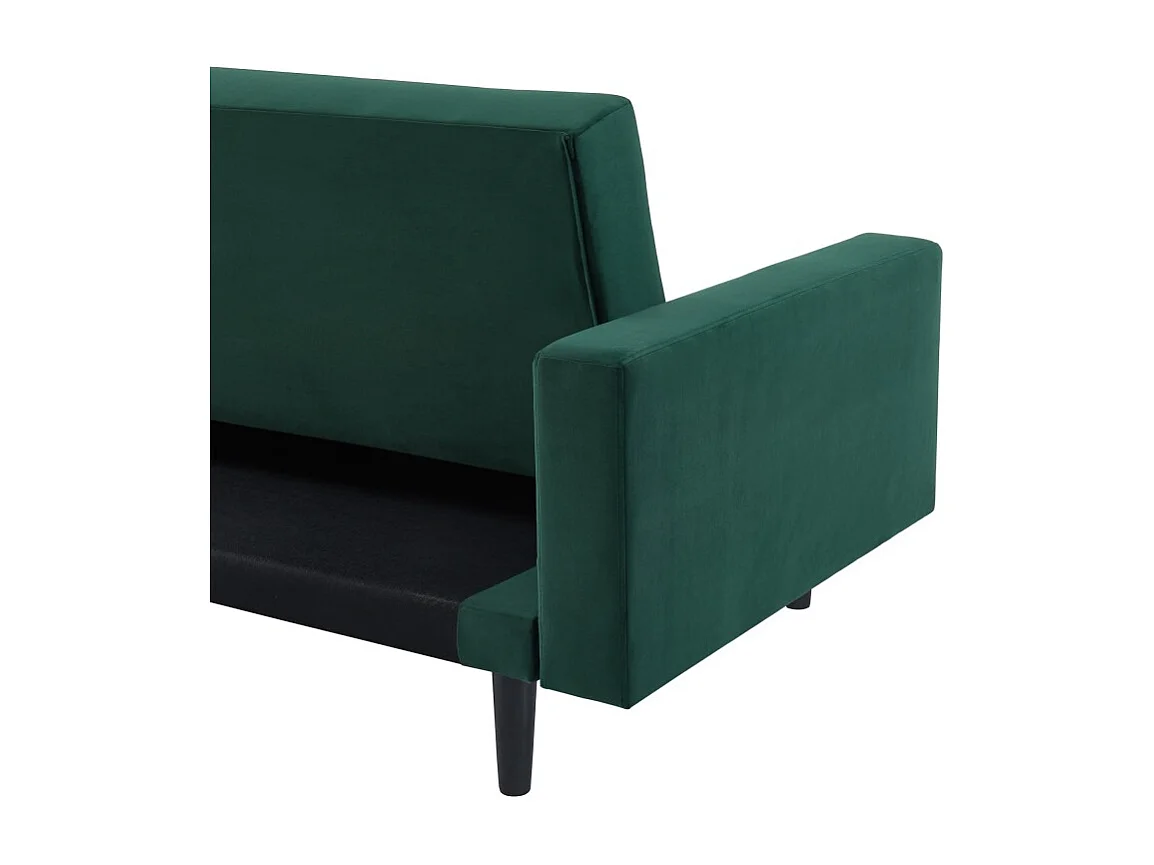 Canapé d'angle LUXURY convertible 4 Places en velours vert et pieds en bois avec angle réversible