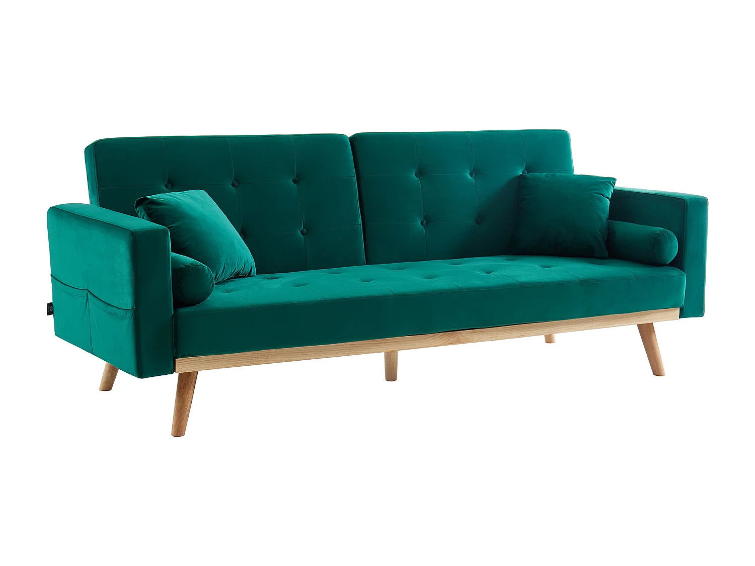 Canapé KELLY en velours vert convertible