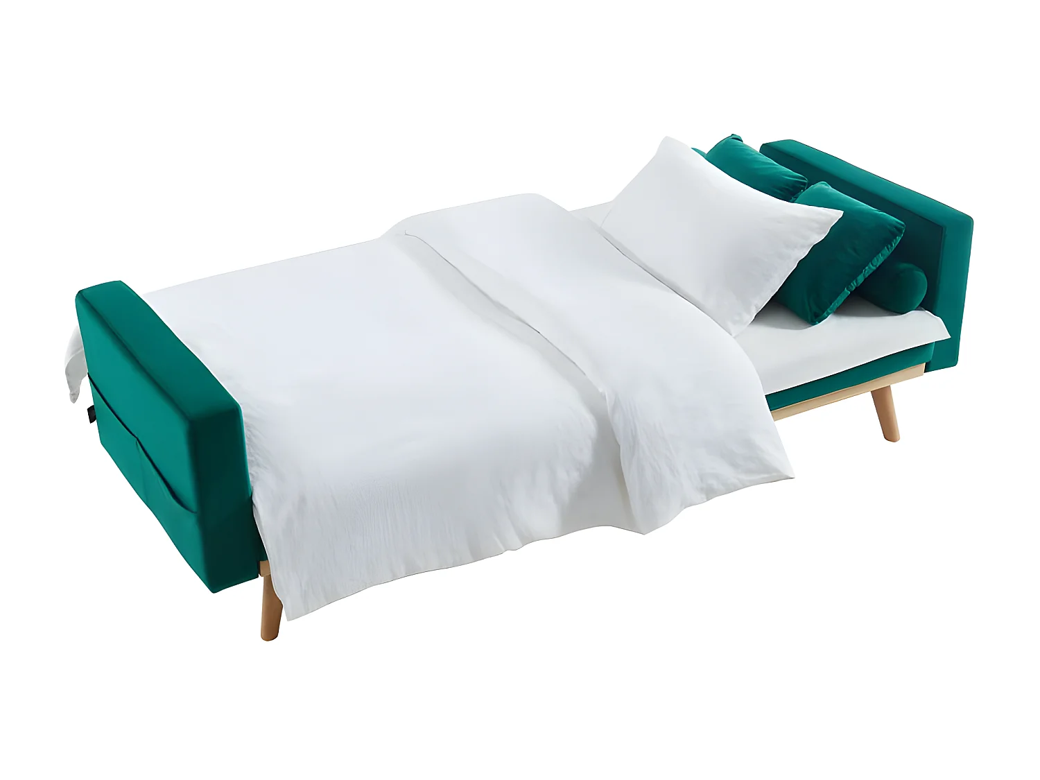 Canapé KELLY en velours vert convertible