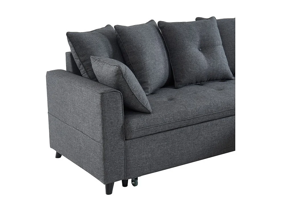 Canapé d'angle LOU convertible 4 places en tissu gris avec angle réversible et coffre