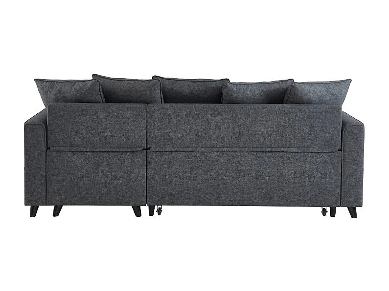 Canapé d'angle LOU convertible 4 places en tissu gris avec angle réversible et coffre
