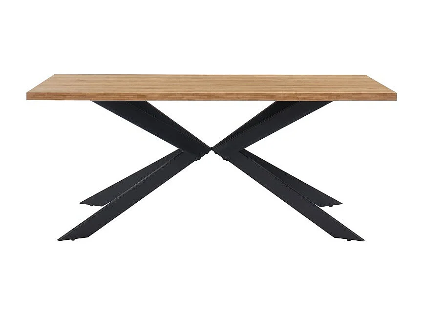 Table à manger FELIX effet chêne et métal noir pieds en x 180cm