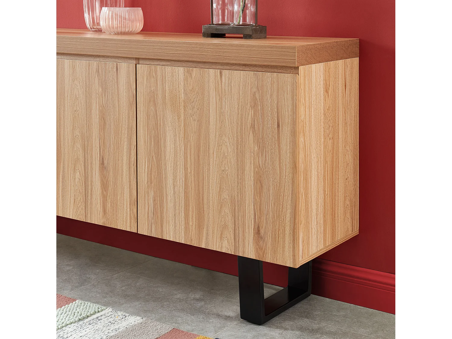 Buffet FELIX  effet chêne et métal noir  180cm