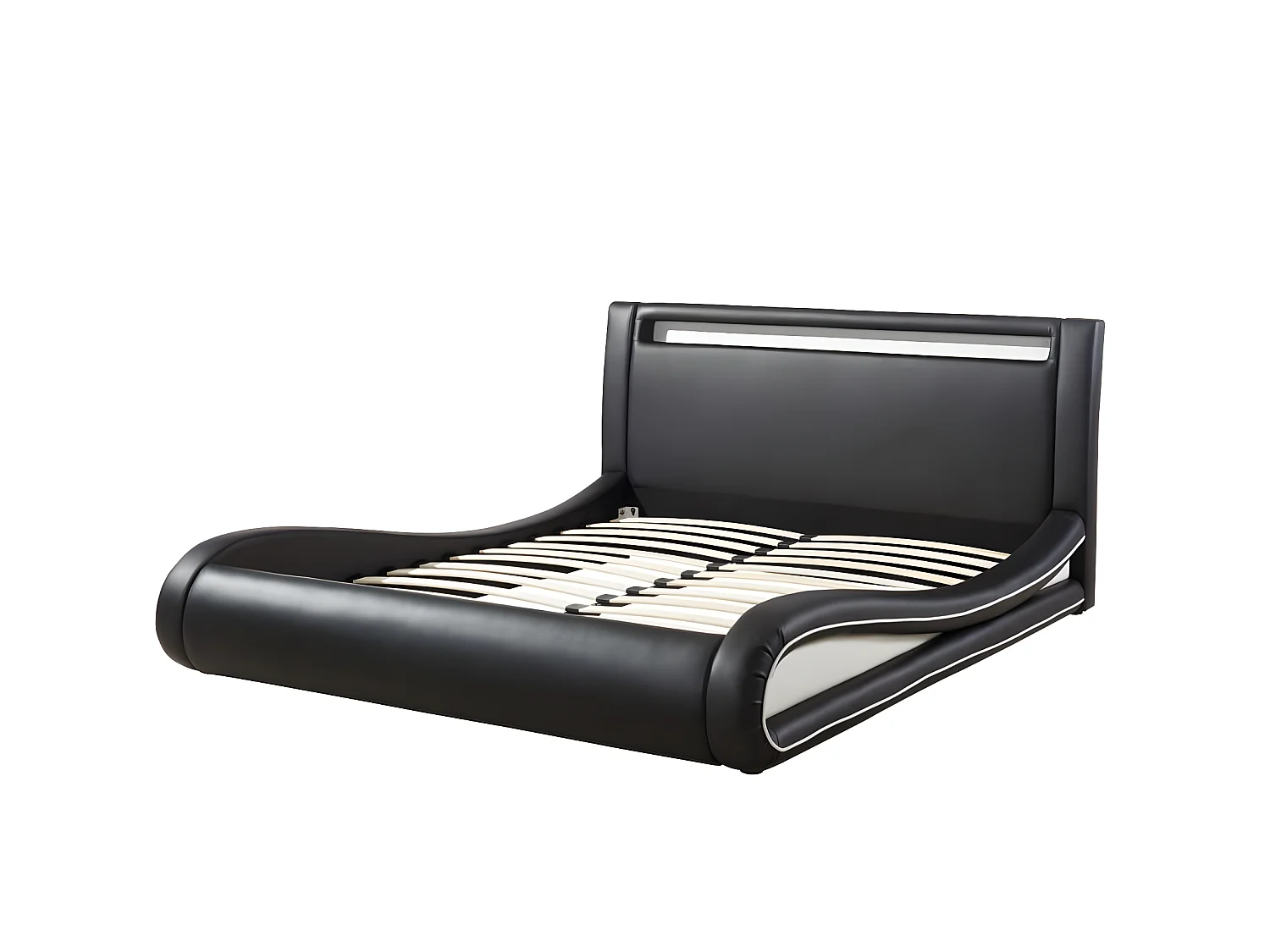 Lit SOLAR LED noir et blanc 140x190 sommier inclus