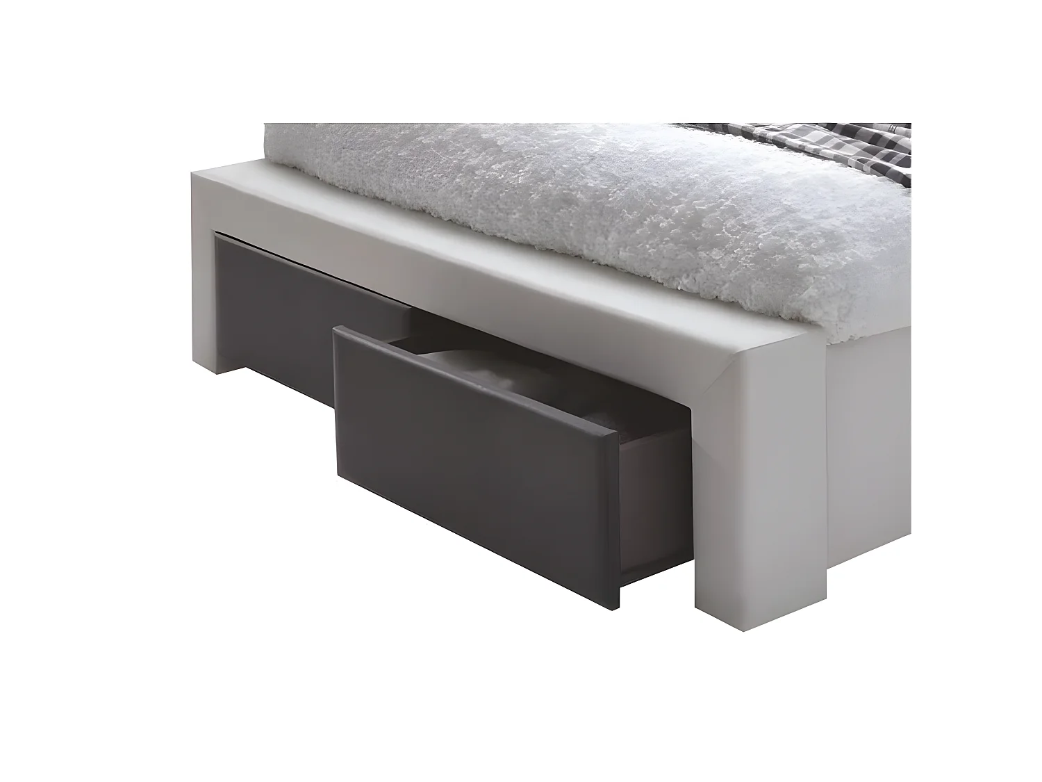 Lit à tiroirs IMAGINA  simili blanc et noir  160x200 sommier inclus