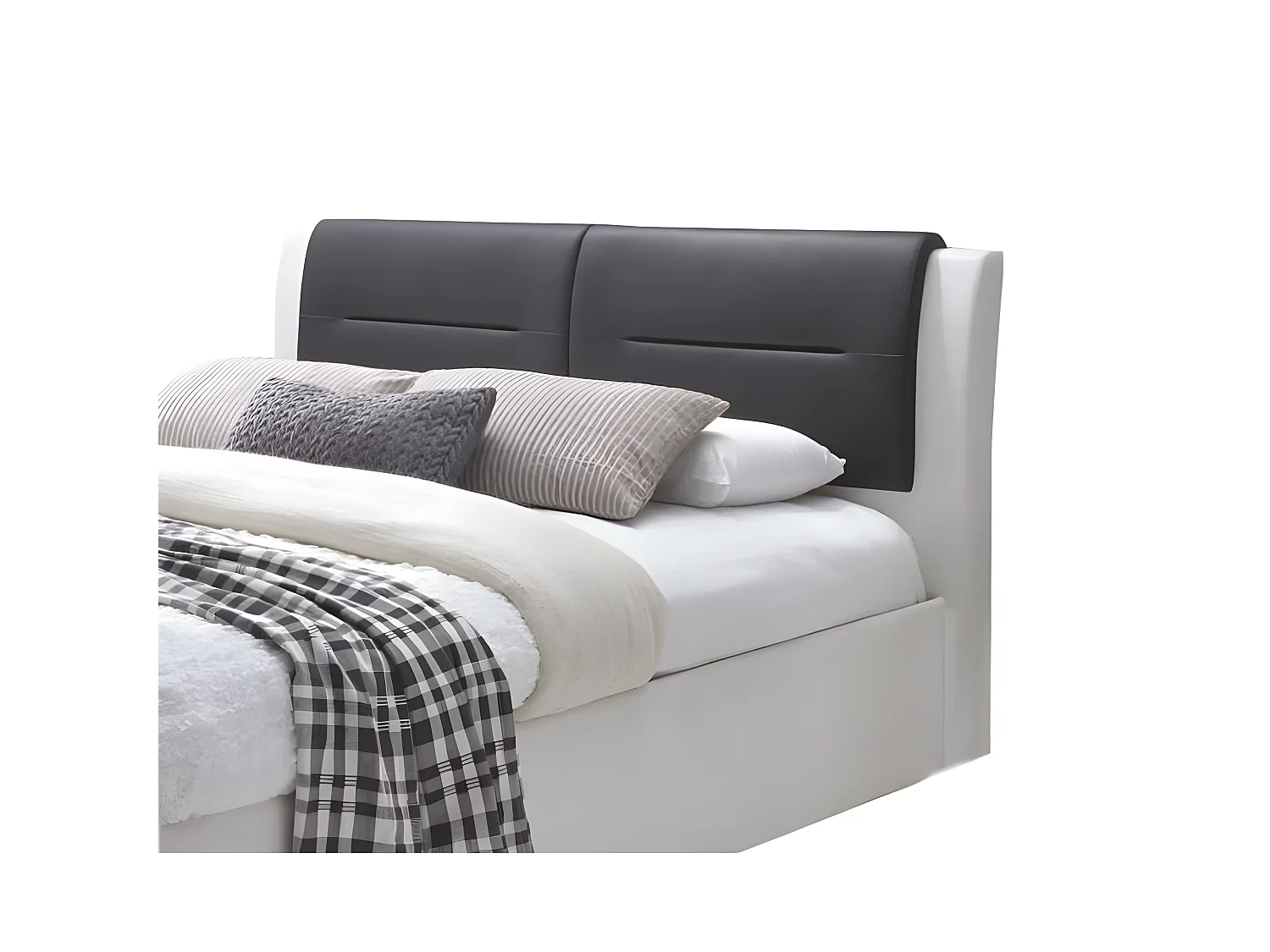 Lit à tiroirs IMAGINA  simili blanc et noir  160x200 sommier inclus