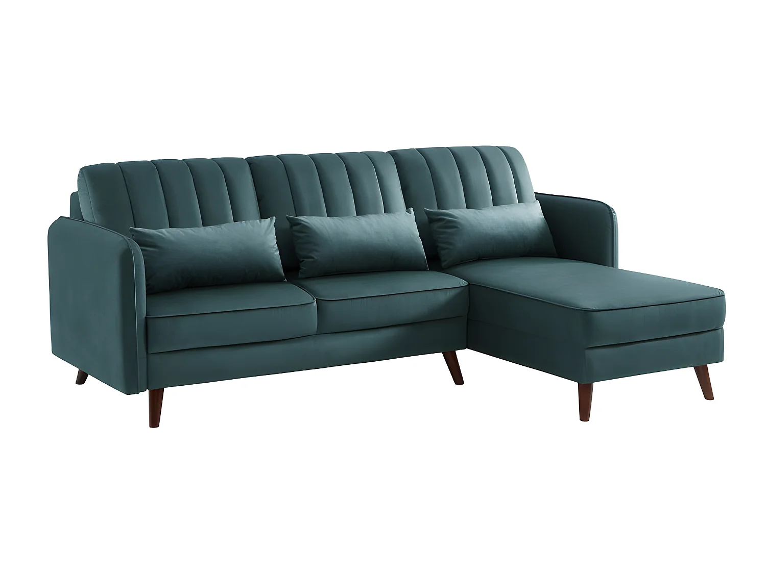 Canapé angle IDAHO tissu bleu vert angle fixe