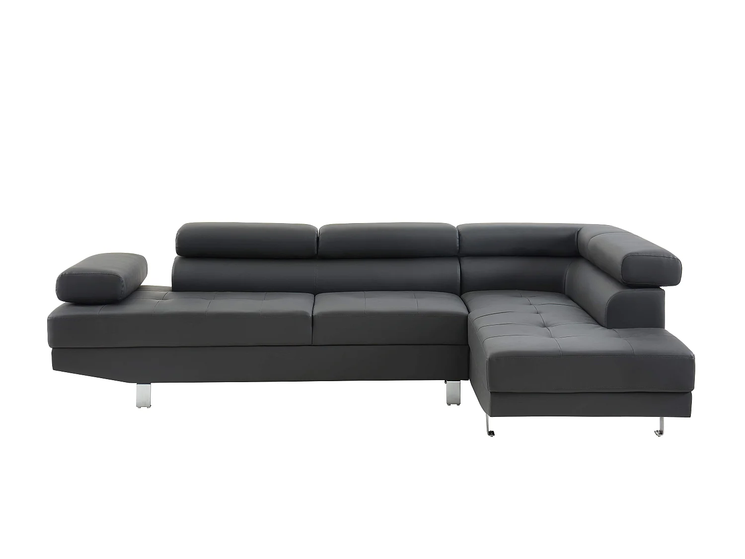 Canapé VICTOR en PU gris avec angle à droite et fixe