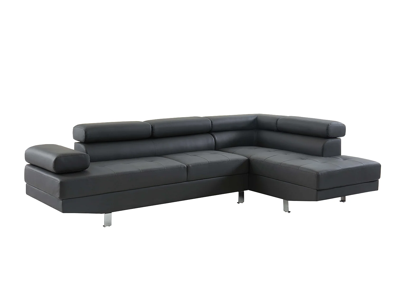 Canapé VICTOR en PU gris avec angle à droite et fixe