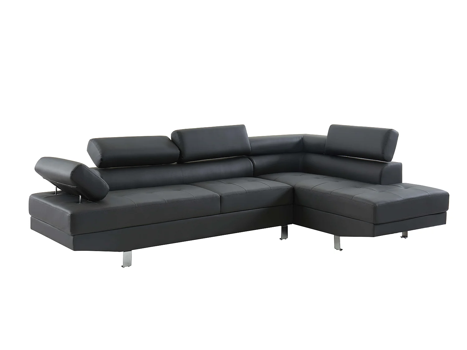 Canapé VICTOR en PU gris avec angle à droite et fixe