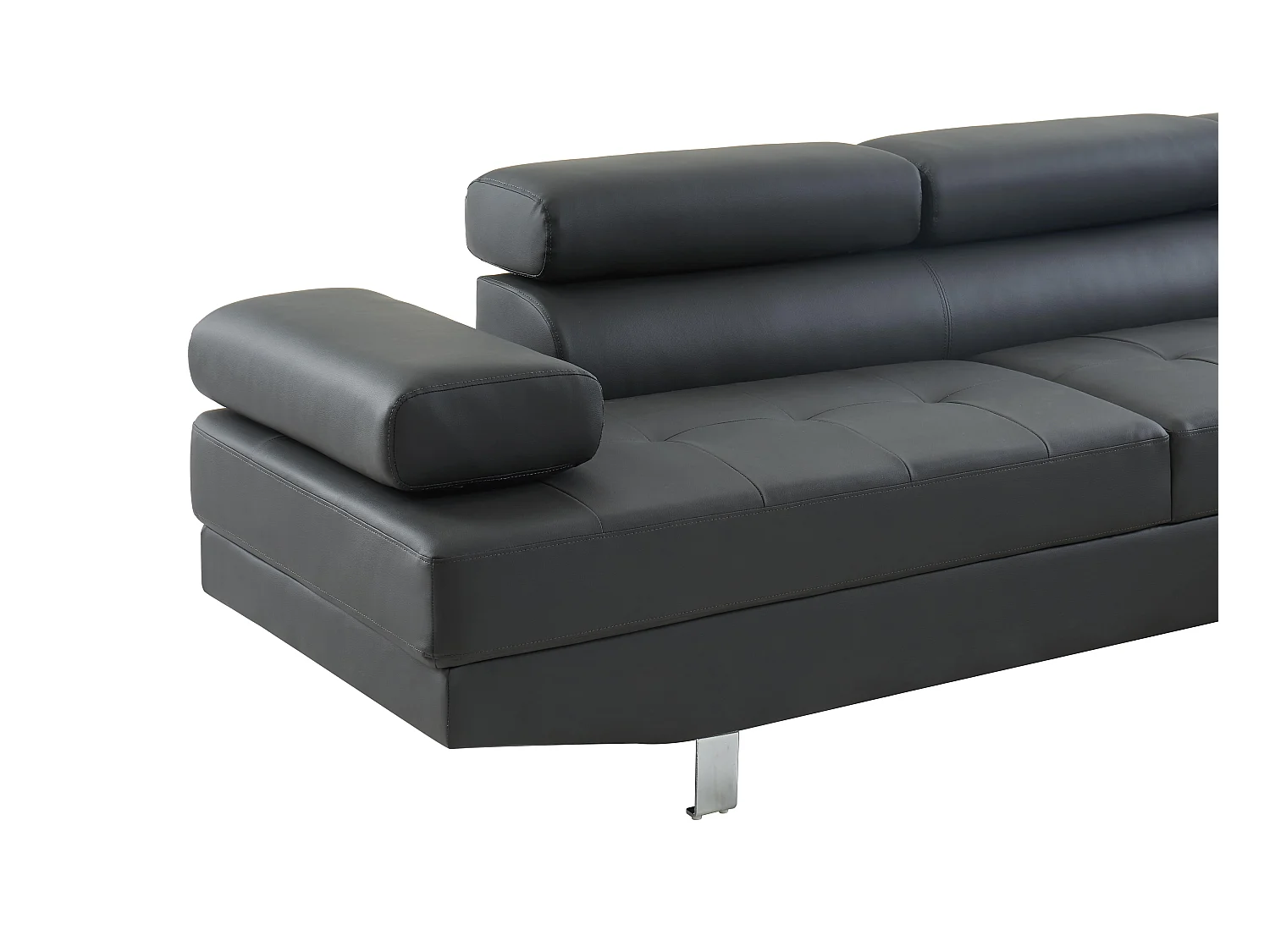 Canapé VICTOR en PU gris avec angle à droite et fixe